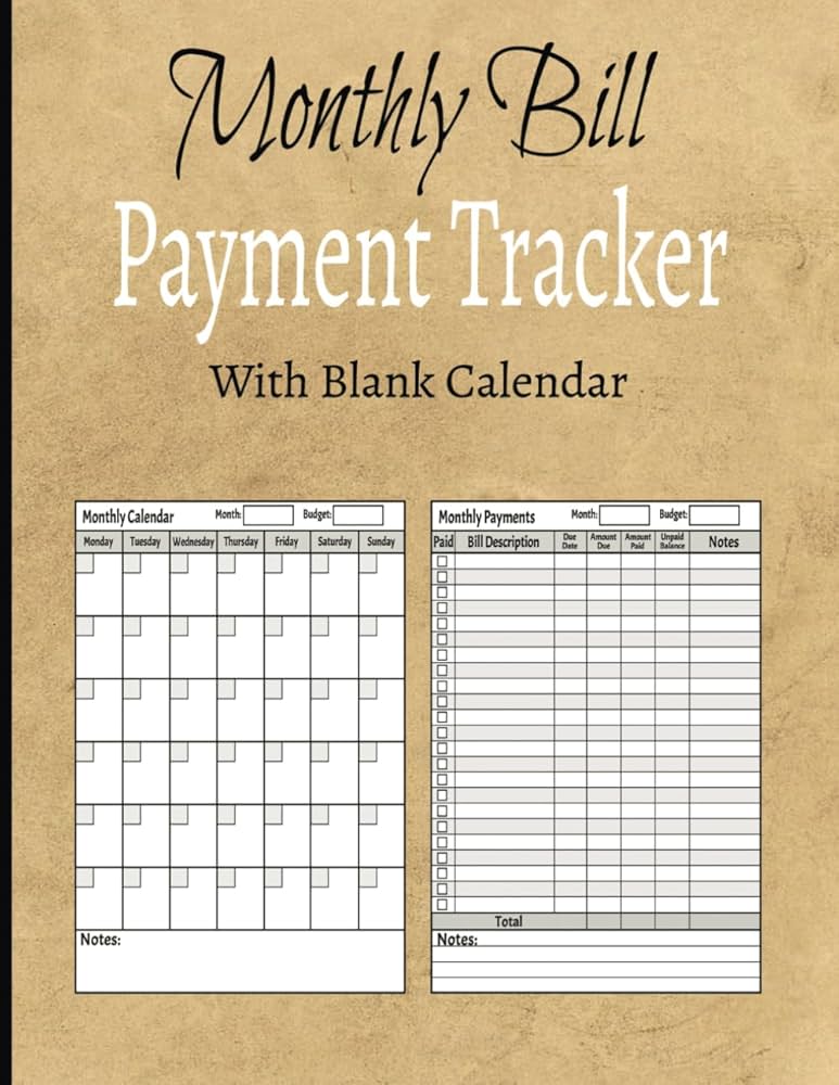 Amazon.com: Monthly Bill Payment Tracker with Blank Calendar: Bill Tracker Notebook Organizer | Monthly Bill Payment Log | Bill Ledger to Manage Personal or Small Business Finances- 111 pages, 8.5 x 11 amazon-com-monthly-bill-payment-tracker-with-blank-calendar-bill-tracker-notebook-organizer-monthly-bill-payment-log-bill-ledger-to-manage-personal-or-small-business-finances-111-pages-8-5-x-11
