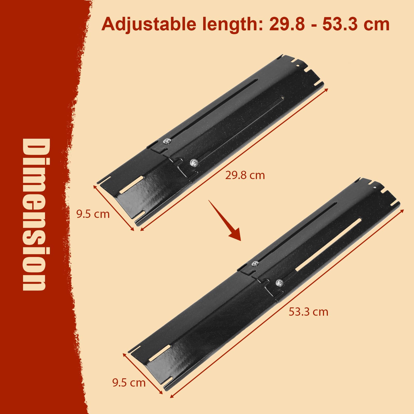 Denmay Regolabile Barre Flavorizer per Griglia Barbecue a Gas 29,85-53,34CM Acciaio Porcellana Smaltata 3 Pezzi