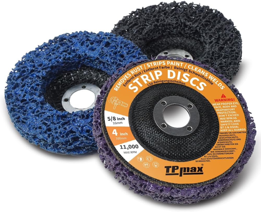 4" x5/8'' Stripping Discs Rust Remover Wheel Remove Paint and Oxidation Poly Strip Wheel Disc Abrasive Angle Grinding Wheel - 3 Pack(Purple/Blue/Black)