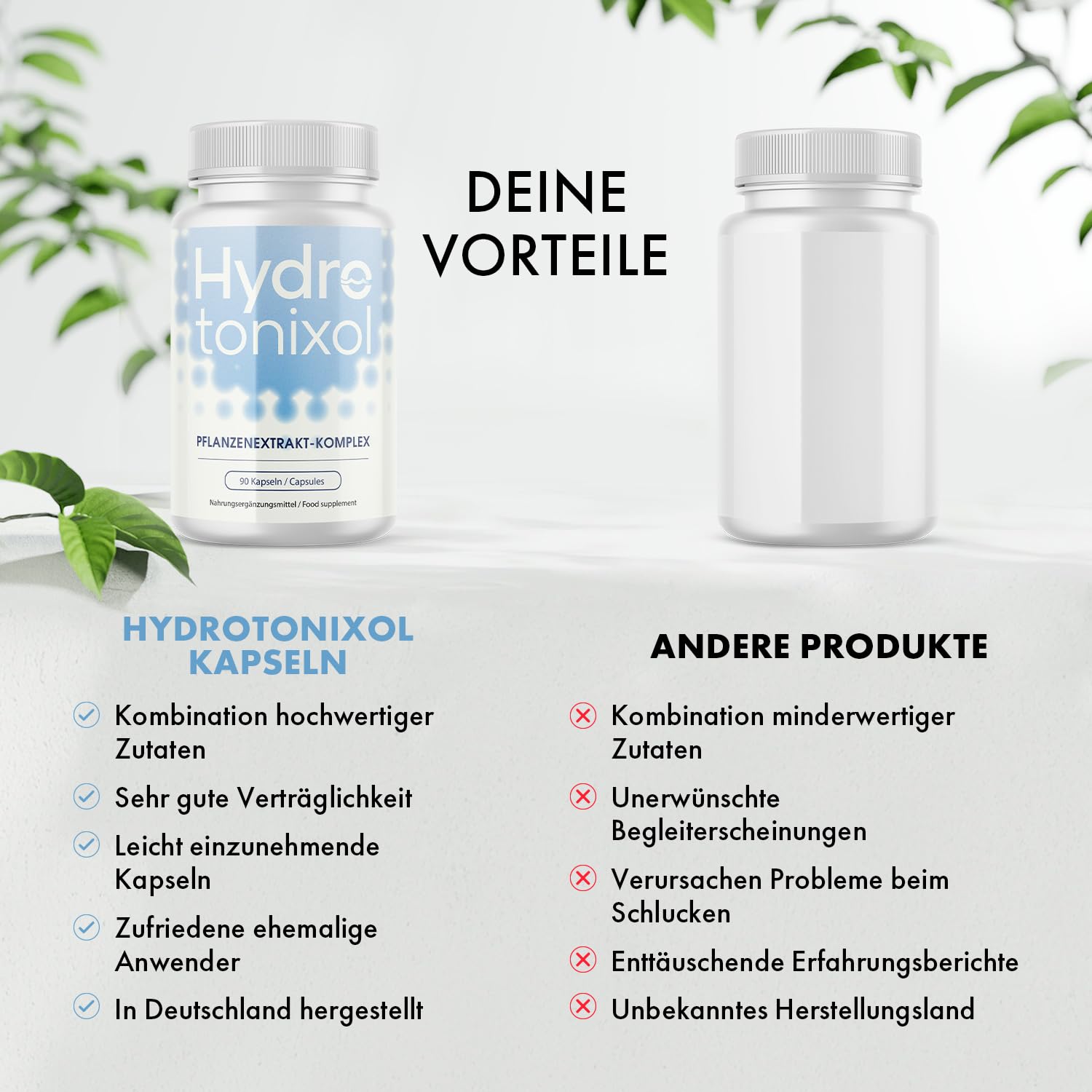 HydroTonixol Kapseln | Pflanzenextrakt Komplex mit Apfelessig & Guarana | einfache Einnahme | 6x90 Kapseln