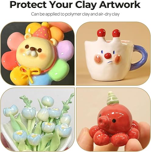 Miniatura 3 de Nicpro Barniz grande de arcilla seca al aire (8.45 onzas, 8.5 fl oz), sellador de esmalte de arcilla seca al aire para cerámica, arcilla seca al