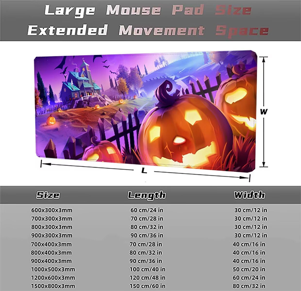 Tappetino per Mouse Gaming XXL 1200x600x3mm– Ufficio Mousepad Grande – Migliora la Velocità e la Precisione Tenuta Stabile Sottomano per Ufficio e Casa Accessori Scrivania Zucca PjY17523 N-U
