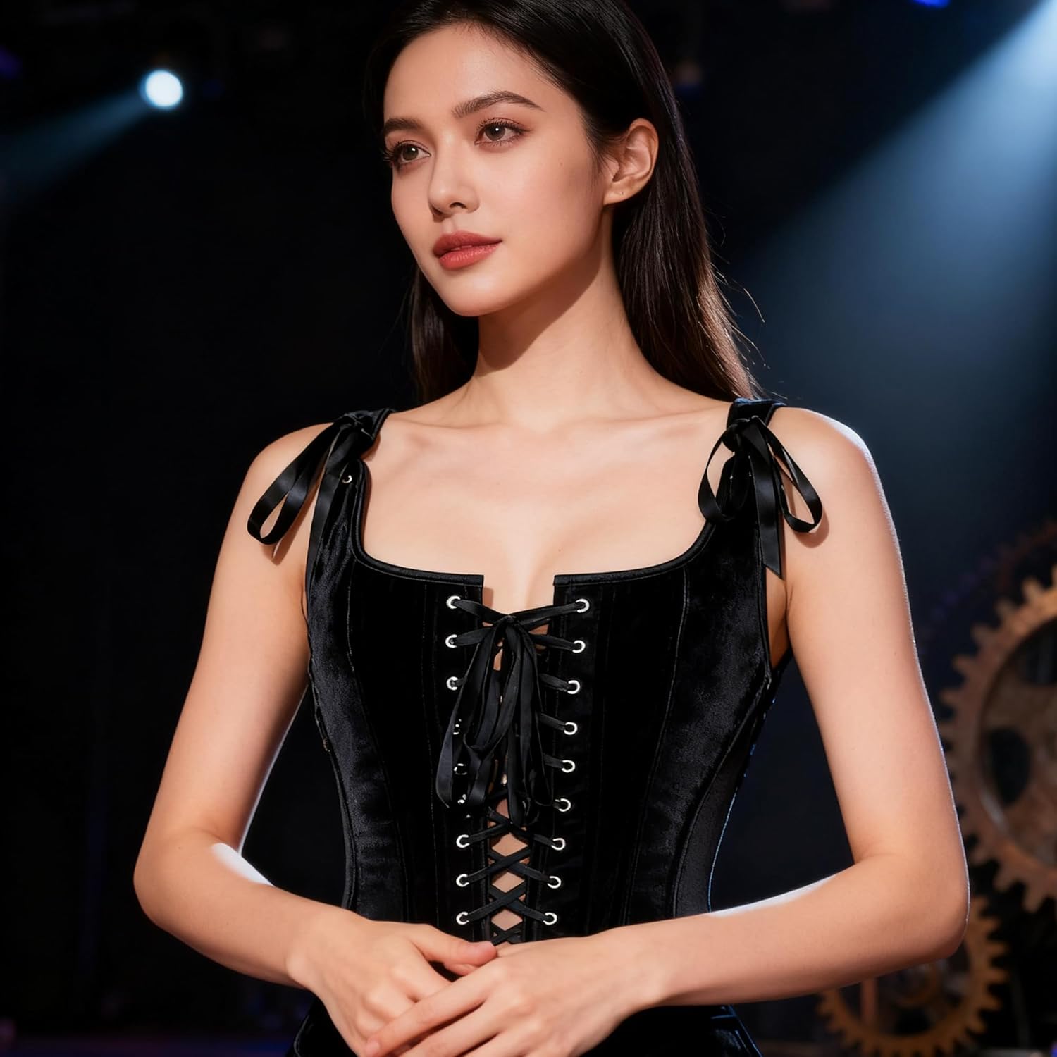 IZUS Steampunk Gothic Bustier Corset Tops for Women Lace-up Push Up Shapewear Crop Tops Tank Bodice Camisole Vest - Image 8