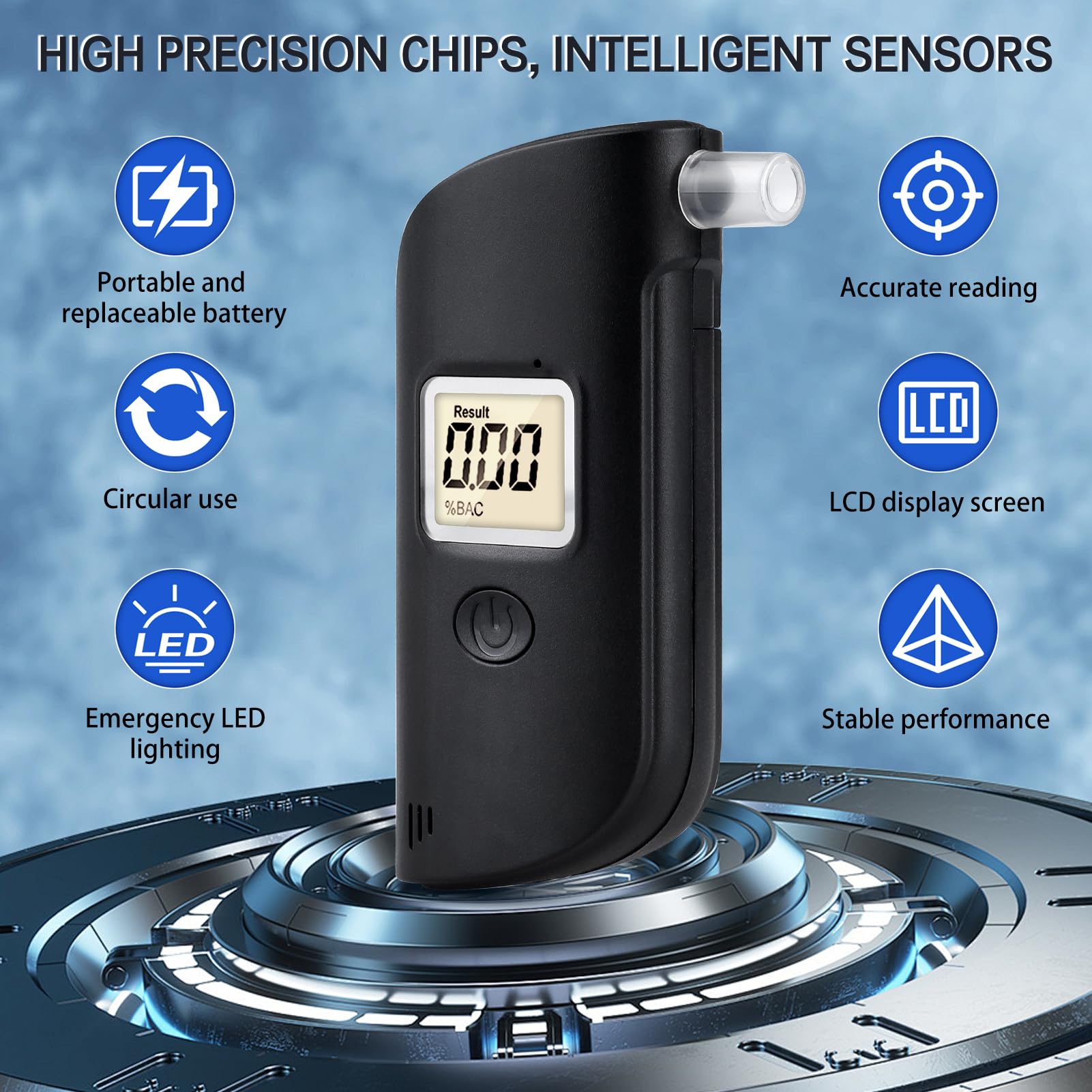 Test Alcolimetro Etilometro Portatile Certificato 2025 - Alcoltest Con Display LCD, 10 Bocchini, Per Uso Domestico E Feste Alcol Test Tabella