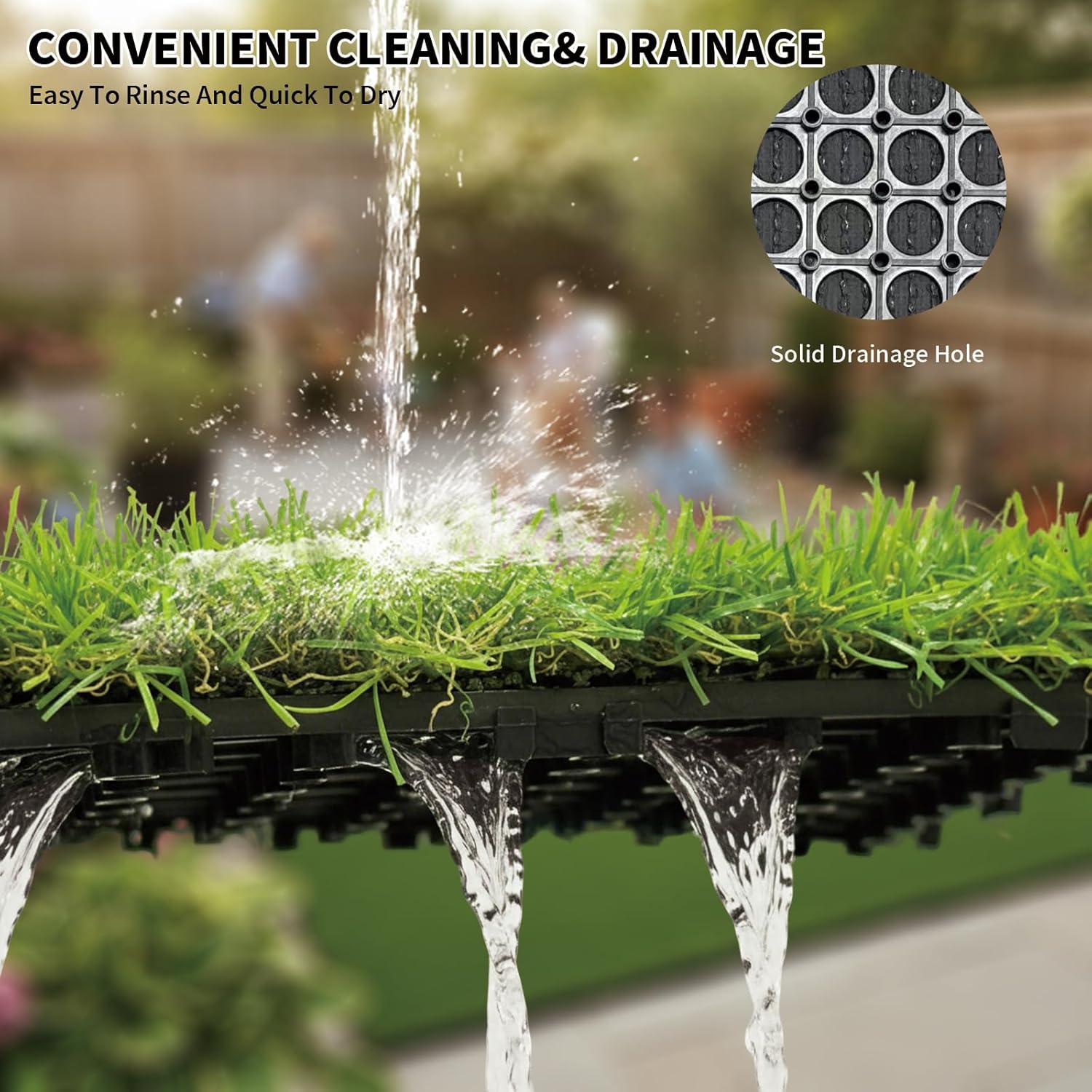 LIVING GREEN 20 PCS Artificial Grass Tiles Outdoor Interlocking Turf Grass Deck Tiles with Drainage, Easy to Install Fake Grass Squares for Patio, Balcony, Garden, Lawn & Backyard Flooring