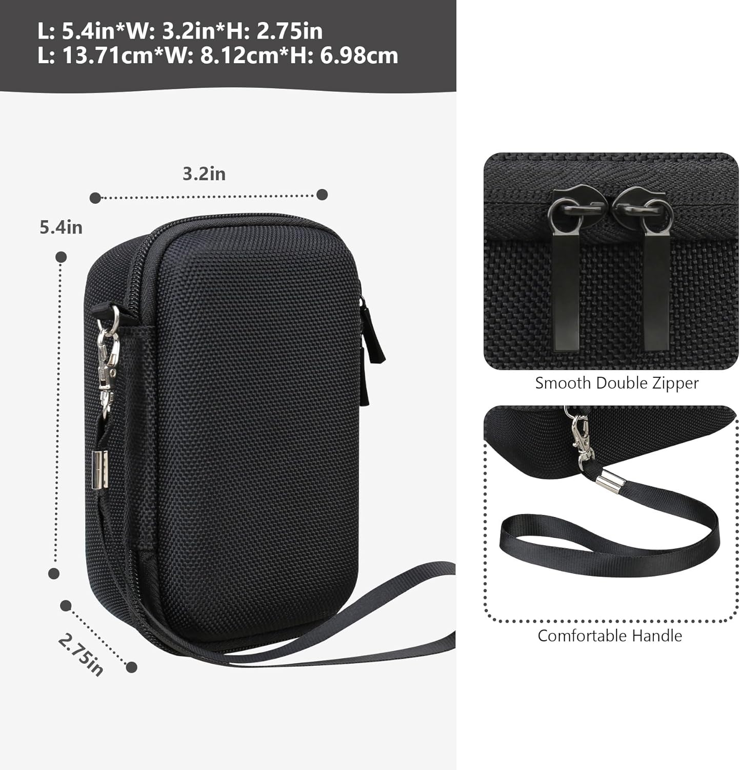 Carrying Case for Sony RX100 VII/ RX100 VI/ RX100 V/ RX100 IV/ RX100 III Premium Compact Camera, Storage Holder Travel Bag with Zipper Mesh Pocket for Charging Cable, USB Card, Black - Image 3