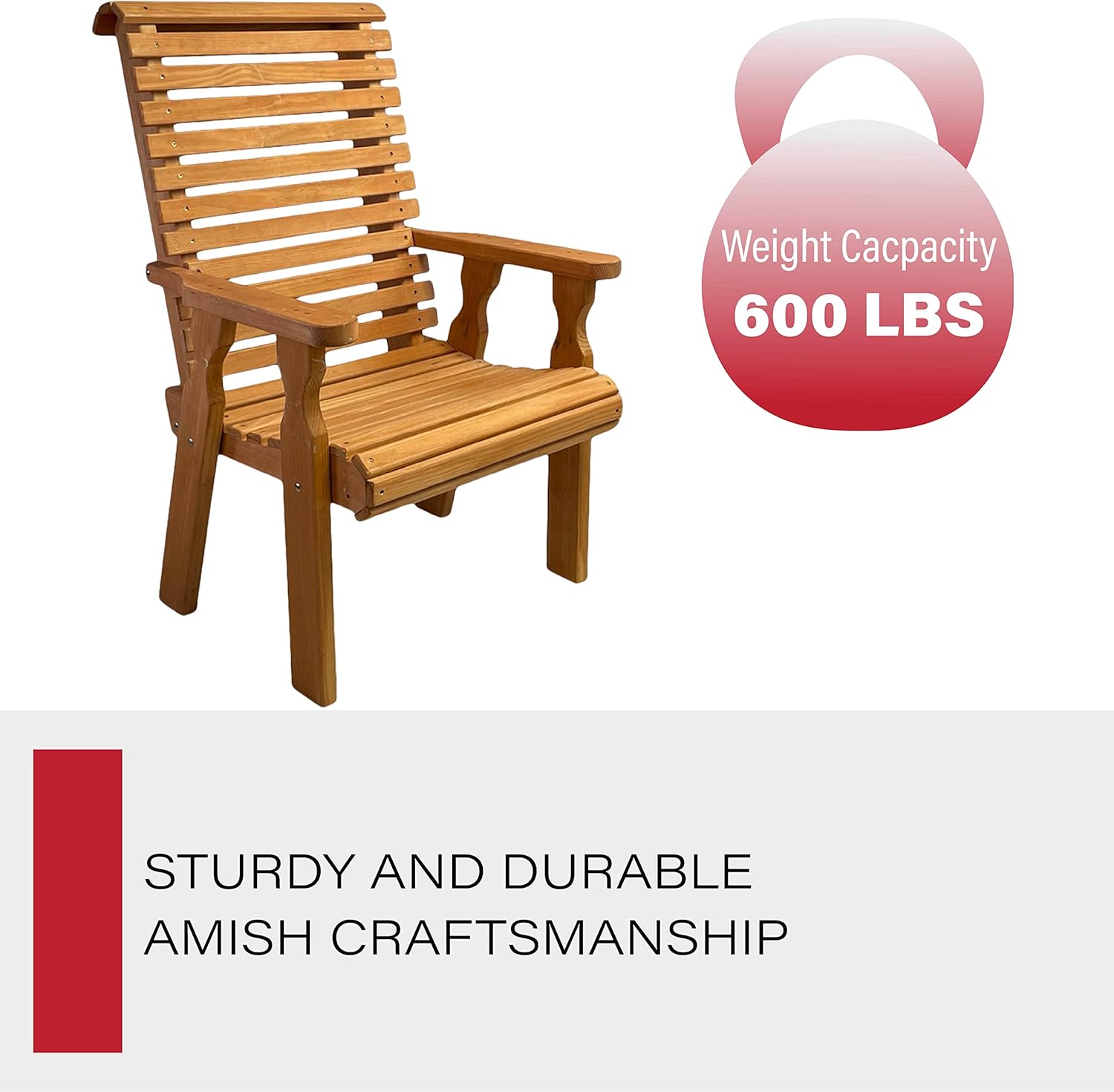 Amish Casual Heavy Duty 600 Lb Roll Back High Back Treated Patio Chair (Cedar Stain)