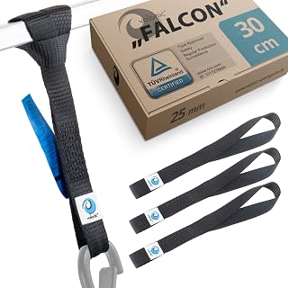 valonic FALCON - 4x 30 cm lashing loops, 25 mm, 1000 kg, TÜV Rheinl. Certified, EN-12195-2 - black, for motorcycle transport