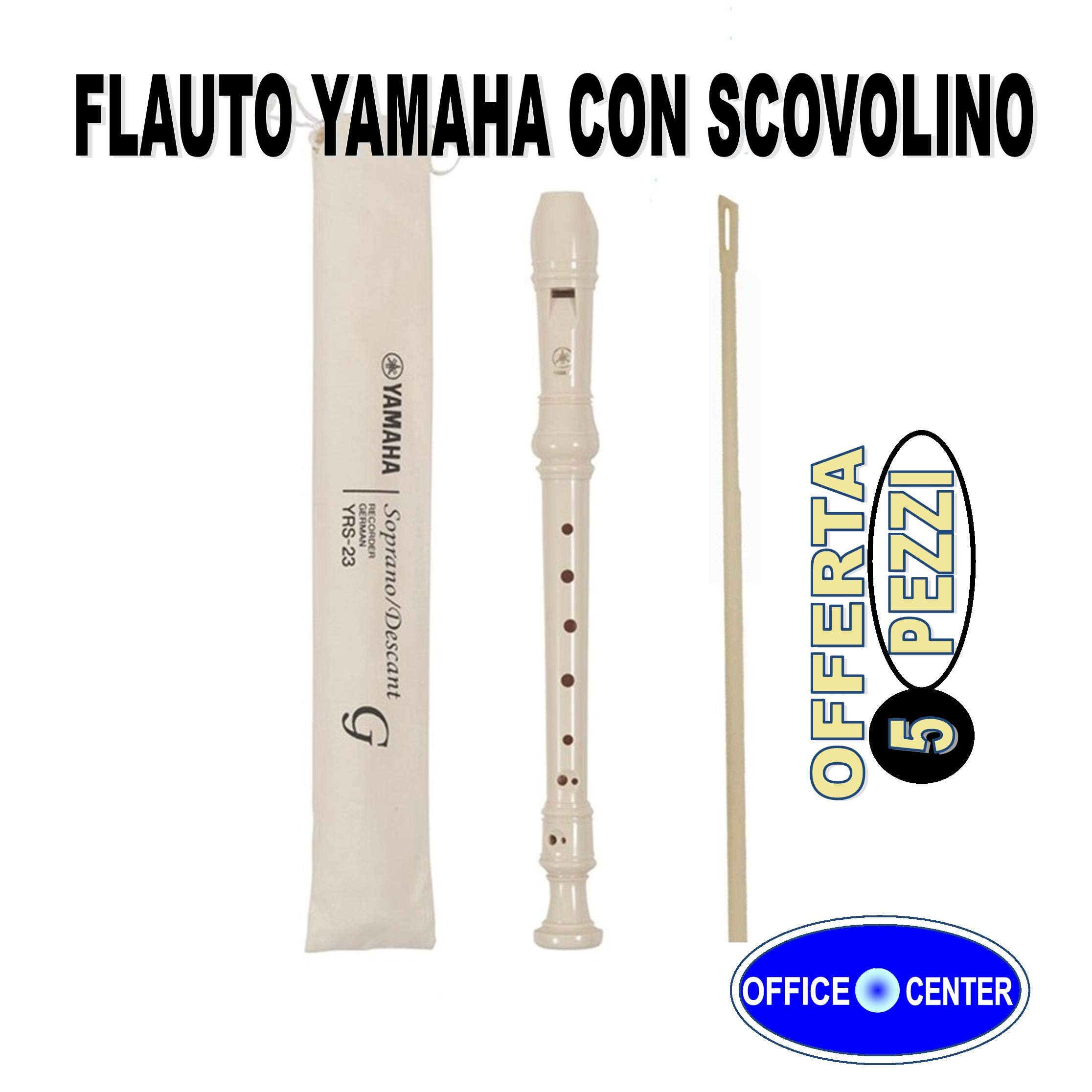 YAMAHA YRS23 5 Flauti CON SCOVOLINO e custodia - Flauti Didattici Dolci Soprano Bundle Speciale Scuola