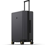 Checked Luggage, Large Suitcase, Lightweight Luminous Textured Tsa Approved Medium Hardside Luggages with 8 Spinner Wheels, 24 Inch, Dark Grey