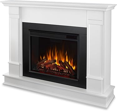 Real Flame Silverton 48 Electric Fireplace with Mantel for Living Room or Bedroom, Replaceable Fireplace Insert Heater, Realistic Log and Flame Effect, Remote Control, Timer, White