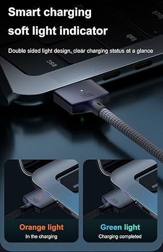 Miniatura 6 de korllo Cable de carga USB C a magnético 3 de 6.6 ft, color negro medianoche, compatible con MacBook Air (chip M2, 2022) MacBook Pro (14 pulgadas, 16