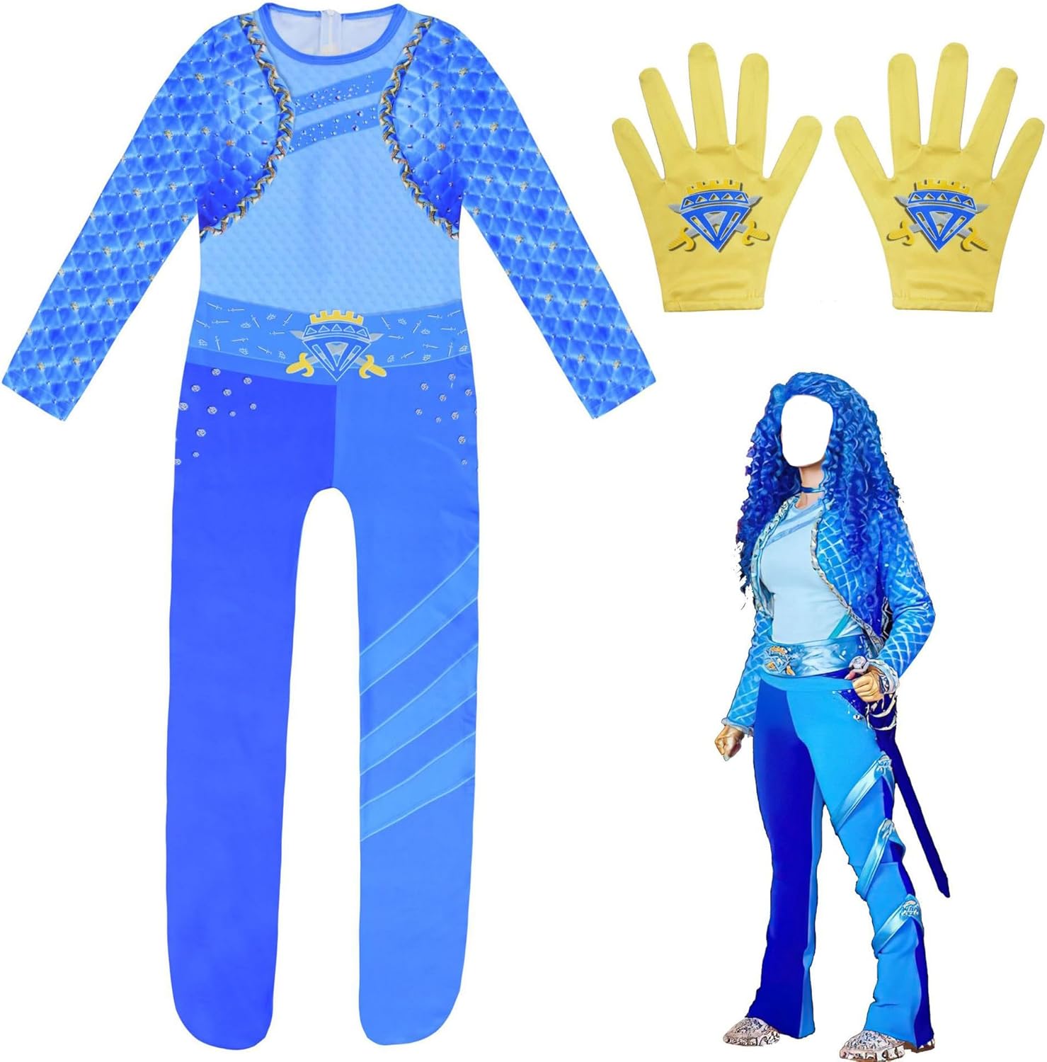 Sokwgzev Anime Rise Red Cosplay Blue Jumpsuit Gloves Girls