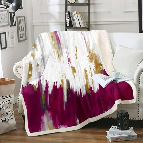 Miniatura 10 de Erosebridal Manta moderna de rayas rojas y negras para cama, manta de forro polar blanco y gris, manta sherpa de línea abstracta, arte estético