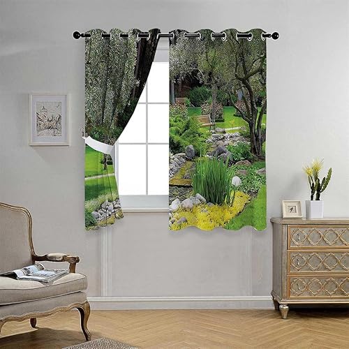 Miniatura 2 de Noise Canceling Curtains Garden Decor Grommet Short Soundproof Door Cover Cortinas para Ventanas De Cuarto 63Inch Width by 63Inch Length,2 Panels
