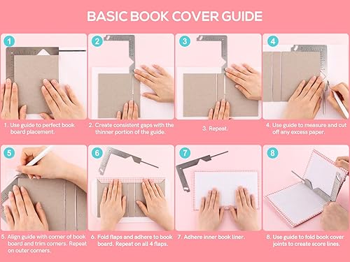 Miniatura 3 de Briartw Juego de 2 piezas, guía de portada de libro, 5 en 1 de metal de acero inoxidable para hacer portadas de libros, crear portadas de libros de