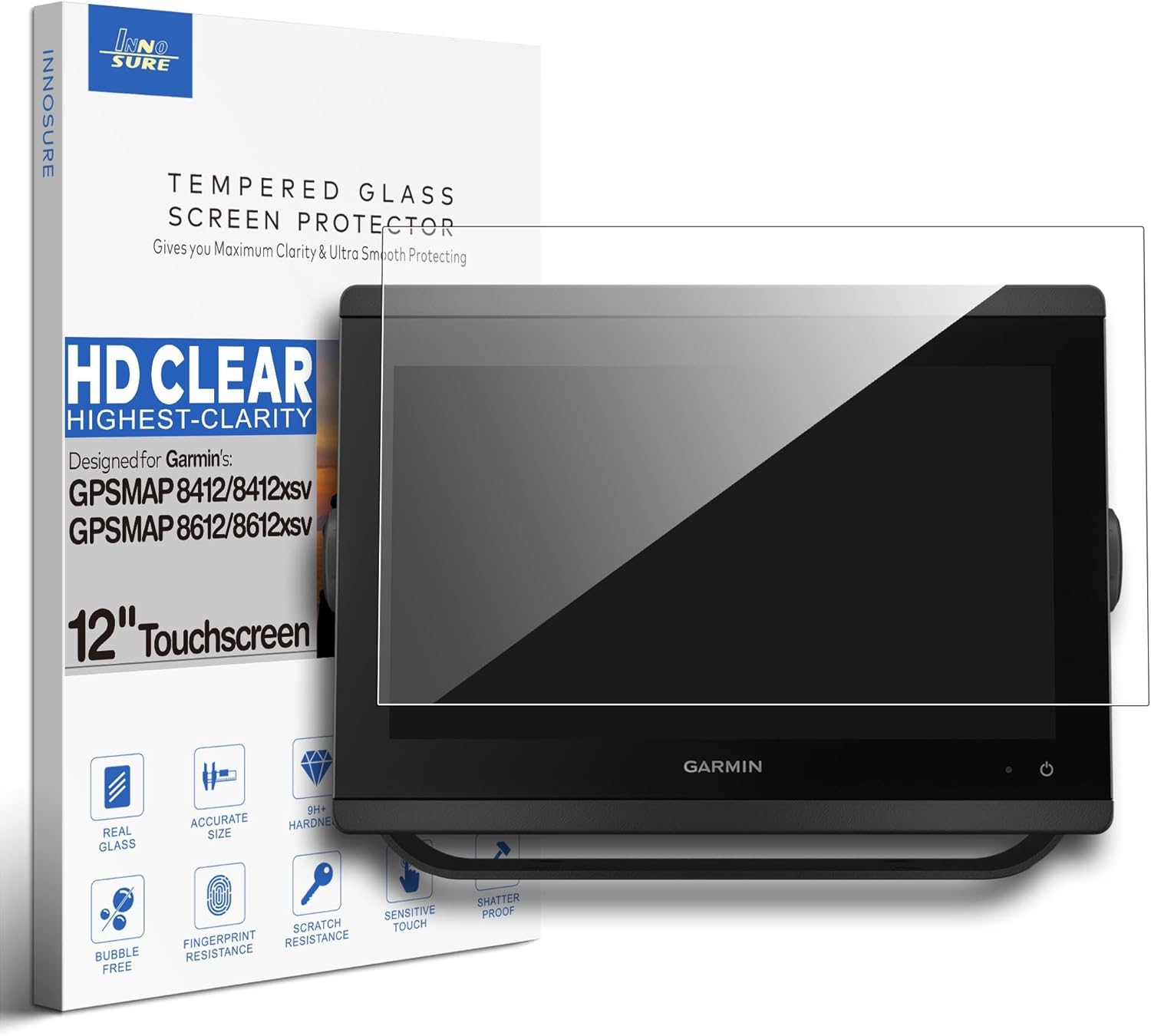 Premium Tempered Glass Screen Protector designed for Garmin GPSMAP 8417MFD / 8617 / 8617MFD Marine Chartplotter 17 Inch Touchscreen 9H Anti Scratch (HD Clear)