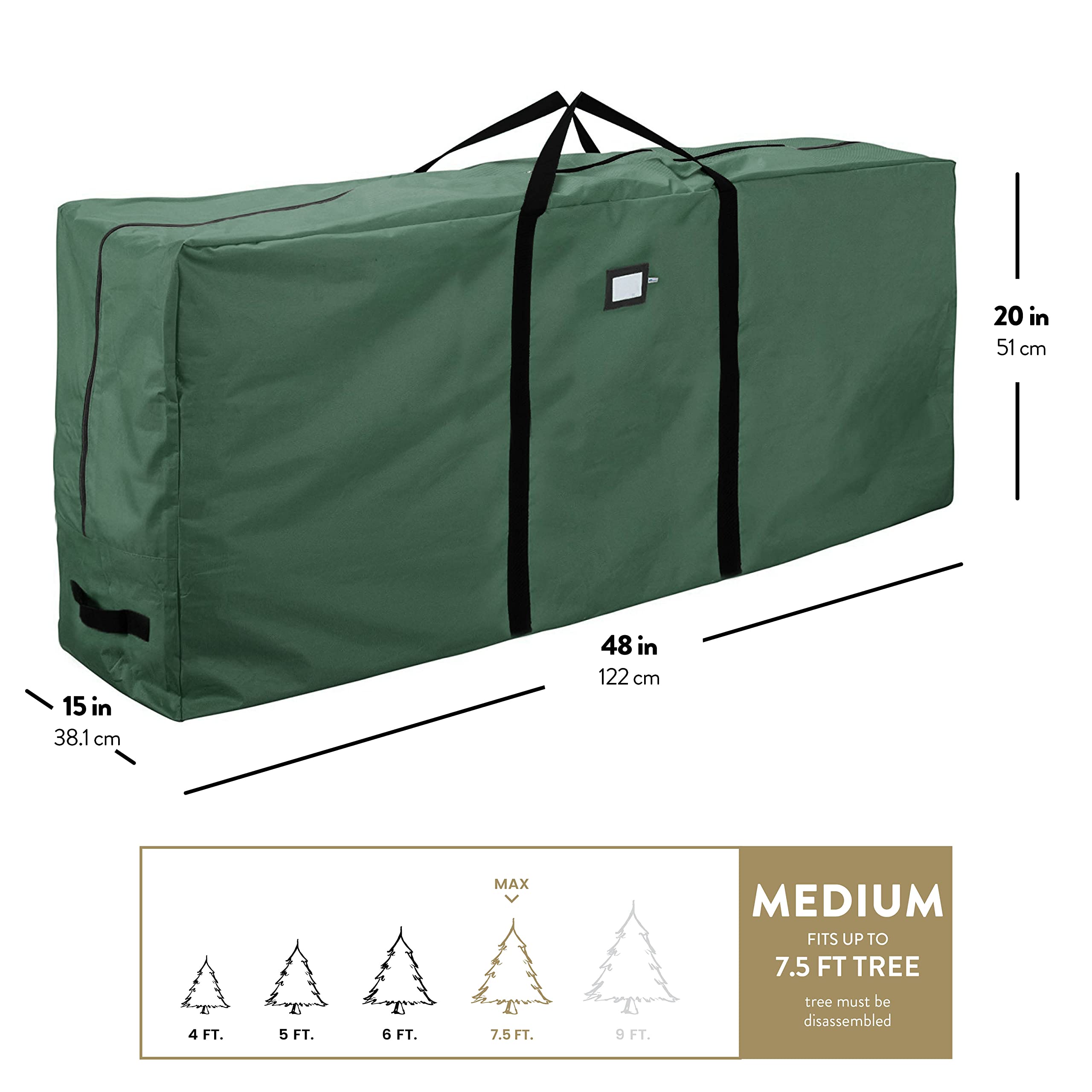 Zober Premium 600d Polyester Sac de sapin de Noël – Sapin de Noël artificiel de stockage pour Unassembled arbres jusqu'à 7 'Haut avec fermeture Éclair élégant – Convient également aux Vacances