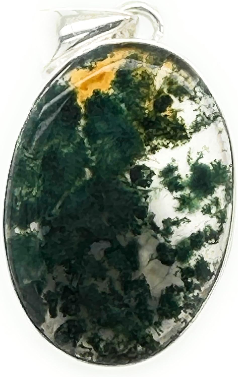 Natural Green Moss Agate 925 Solid Sterling Silver Pendant 30mm - Image 3