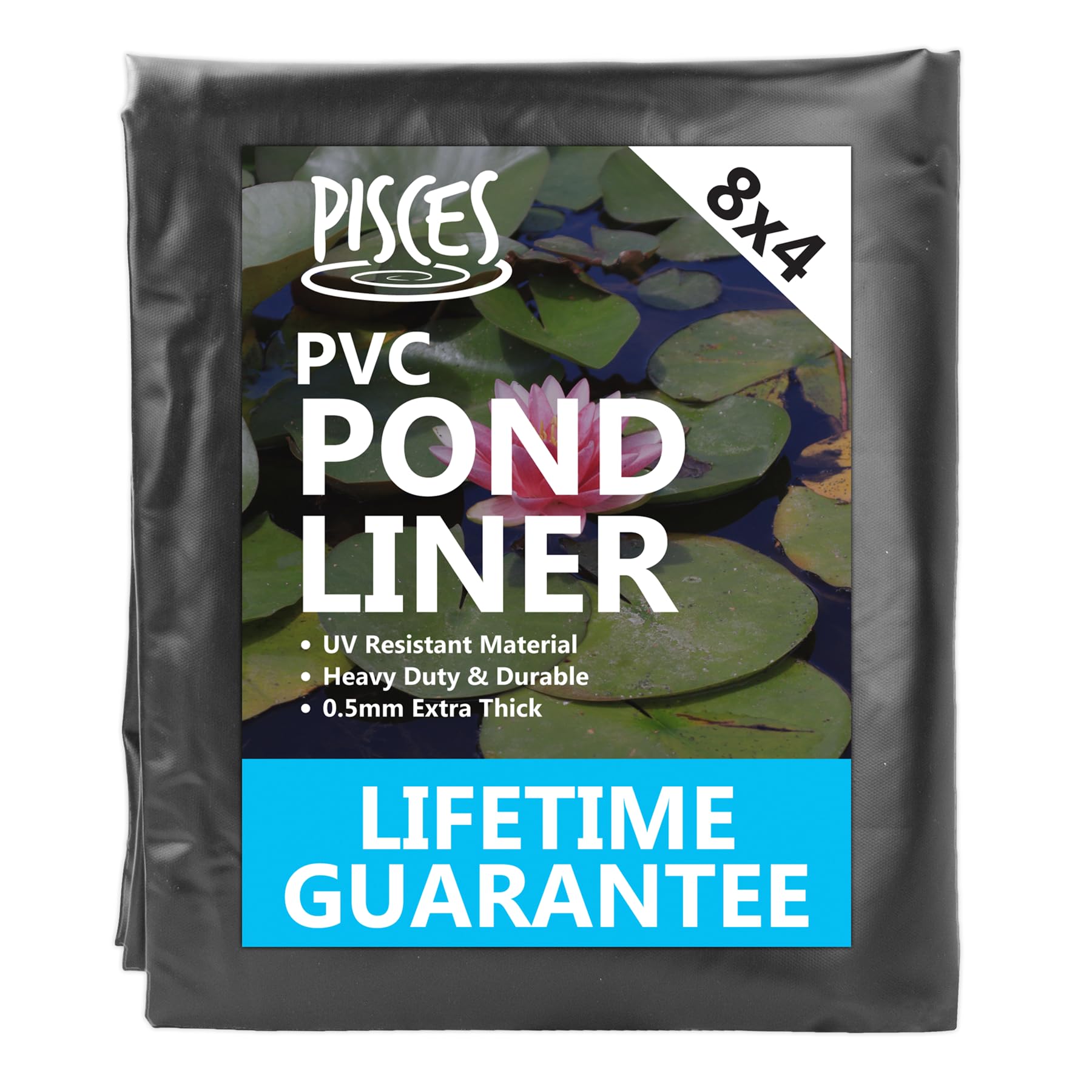 Pisces Supa Flex PVC Garden Pond Liner 8m Width x 4m Length -Heavy Duty Durable Water Feature Lining