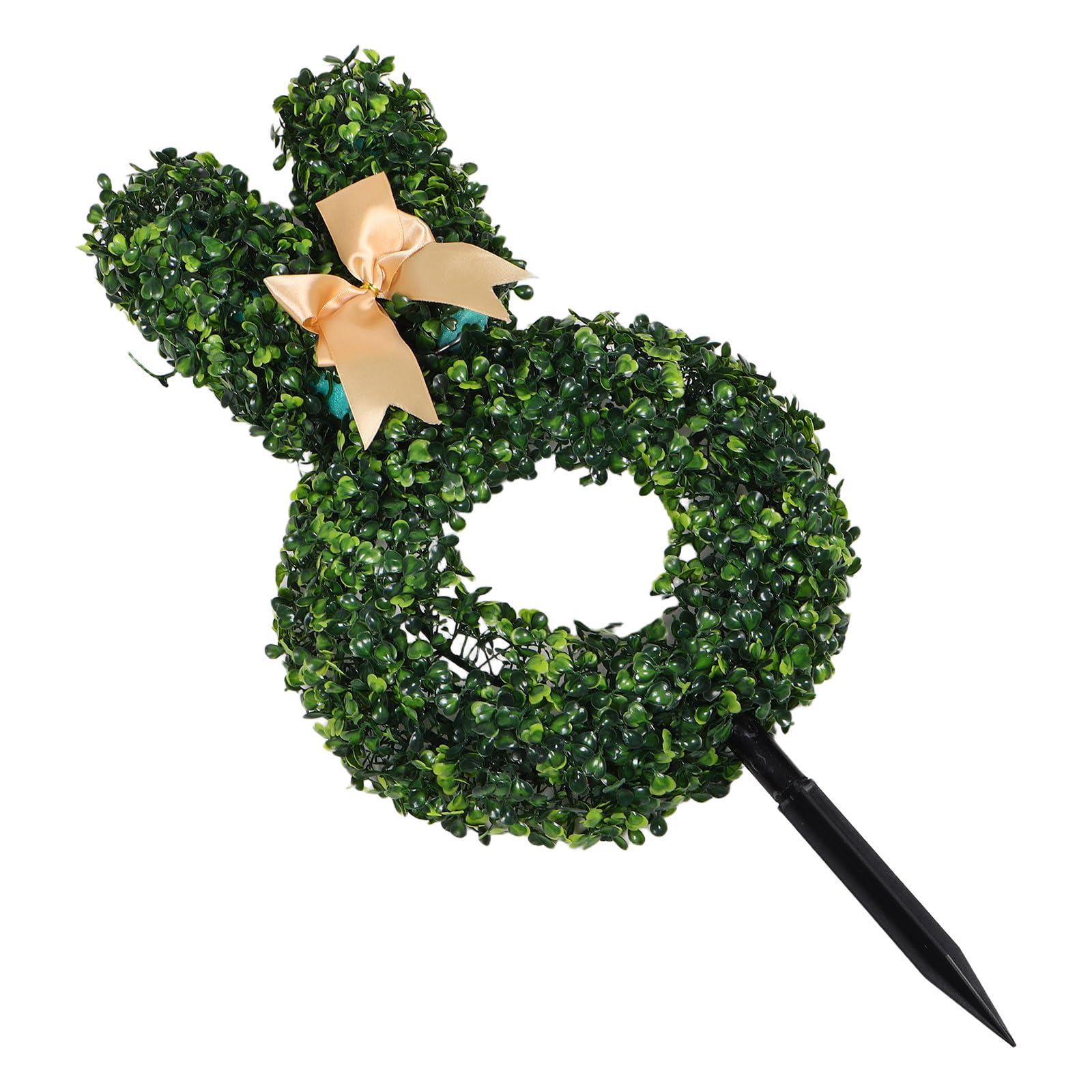 BESTonZON Künstlicher Hasen Topiary mit Stab, Grün, Kunststoff, Osterdeko