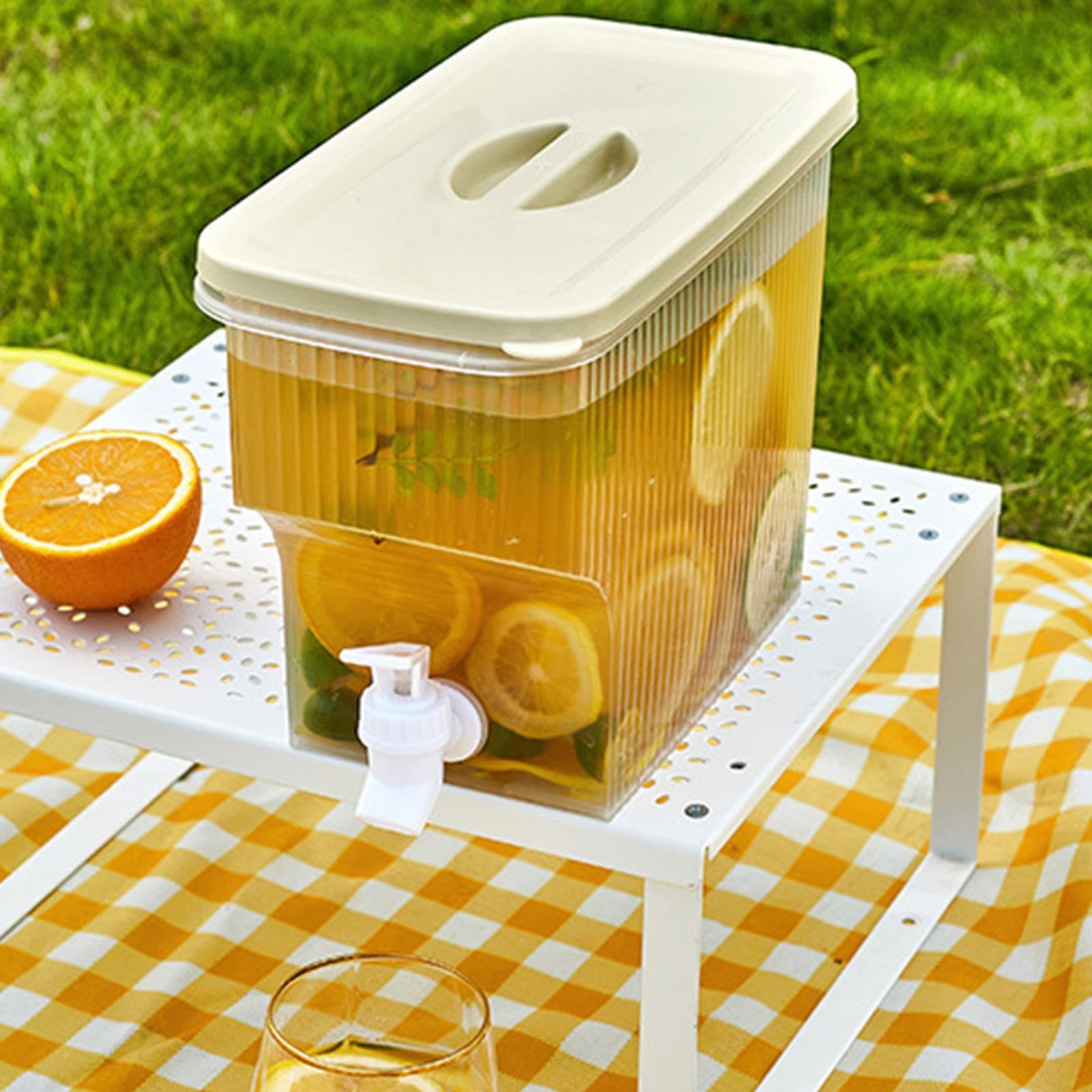 Distributeur Boissons Glacées 3,9L Transparent - Pour Cocktails, Limonade, Extérieur (Couleurs Vives)