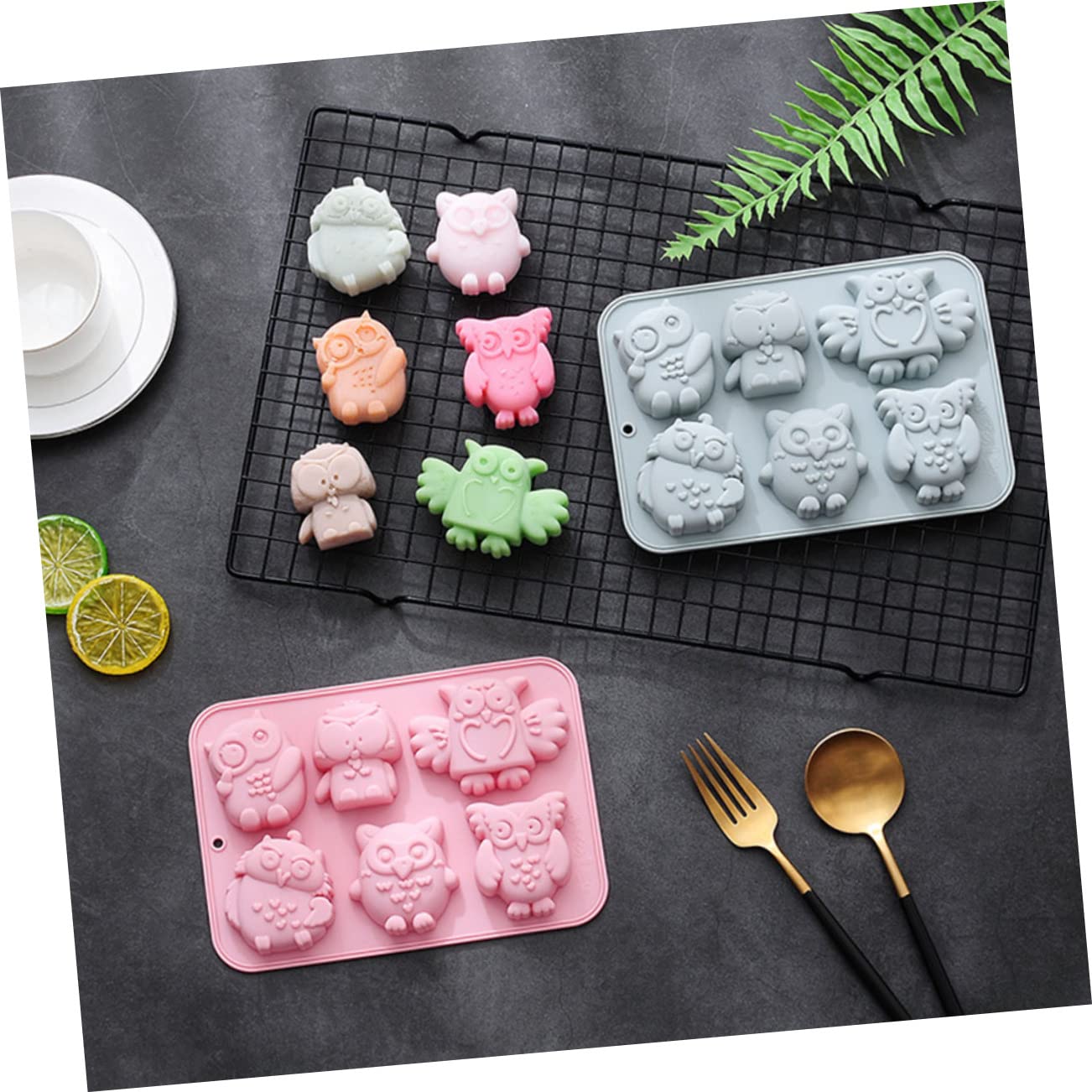 Ciieeo 3 Ensembles Moule À Cake Moule À Glaçons Gommes 3d Moules À Bonbons Animaux Moules Pour Bougies Moules À Sucettes Moules À Bonbons Hibou Silicone Blue Gel De Silice 2 Pièces * 3