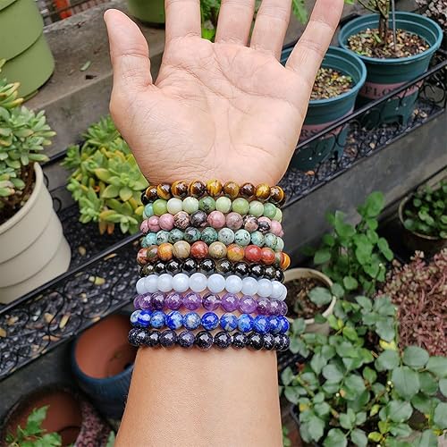 Miniatura 108 de Cuentas de piedra para hacer joyas, piedras preciosas naturales redondas sueltas espaciadoras para pulseras, collares y aretes, Piedra Kit