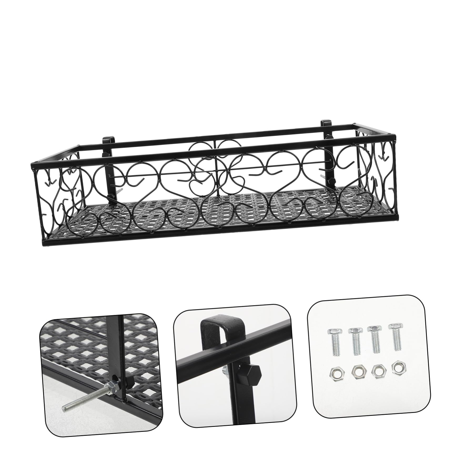 Portafiori Rettangolare Sospeso in Ferro per Balcone Recinzione Patio per Piante e Casa