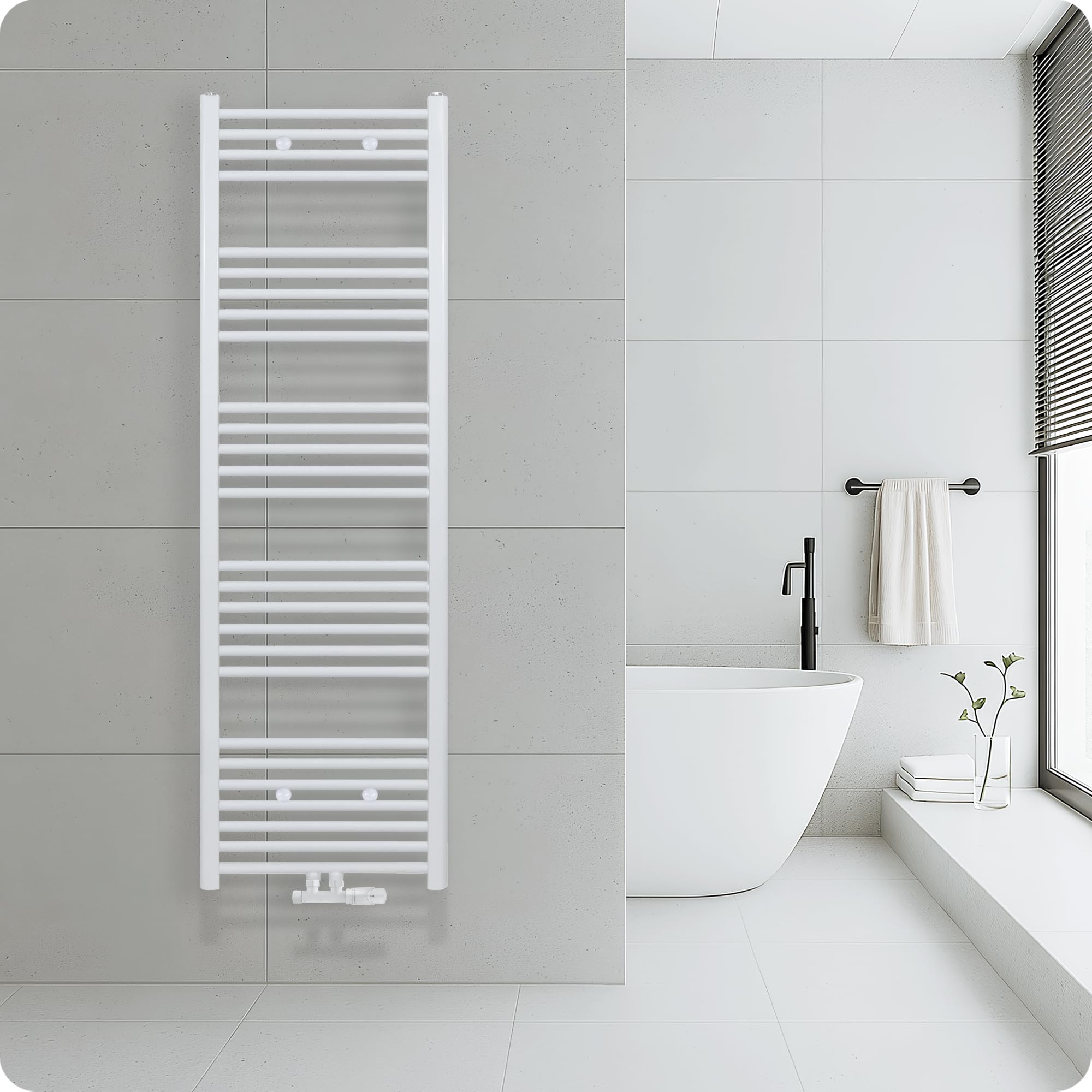 Belrad Badheizkörper mit Mittelanschluss Handtuchheizkörper Qualitätsstahl Weiß pulverbeschichtet Wandmontage wasserbetrieben Badezimmer Heizung