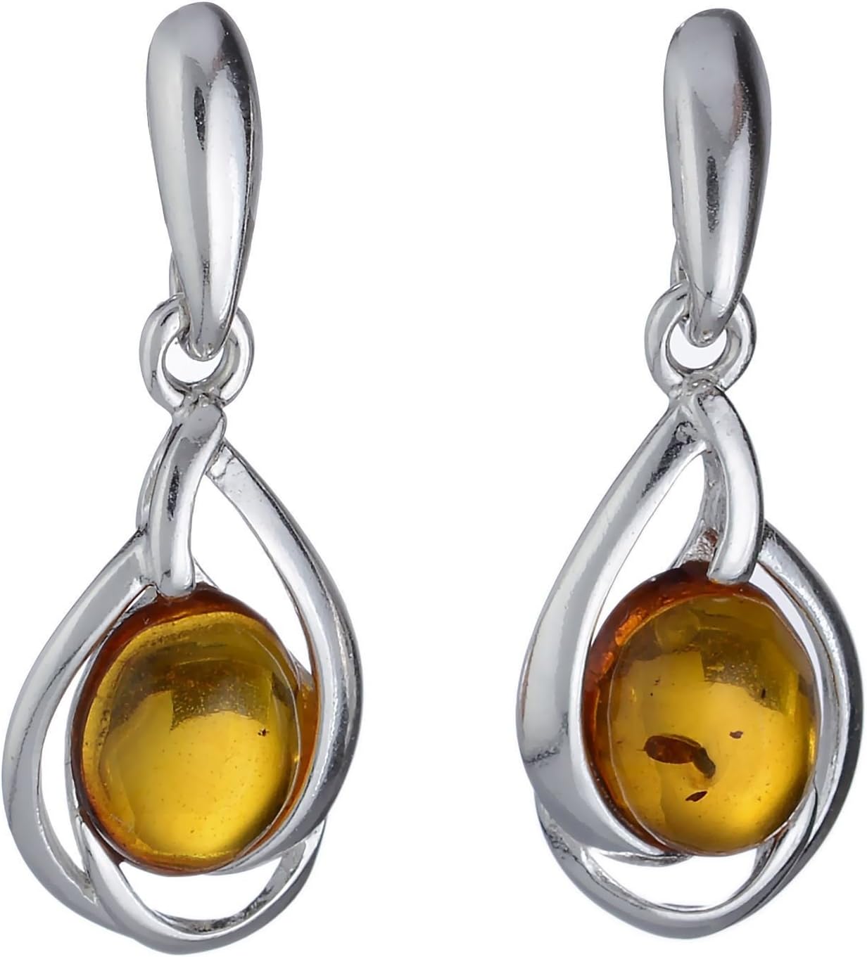 Amber Earrings - Baltic Honey Amber Dangling Earrings "Helmi" - Sterling Silver Jewelry Collection