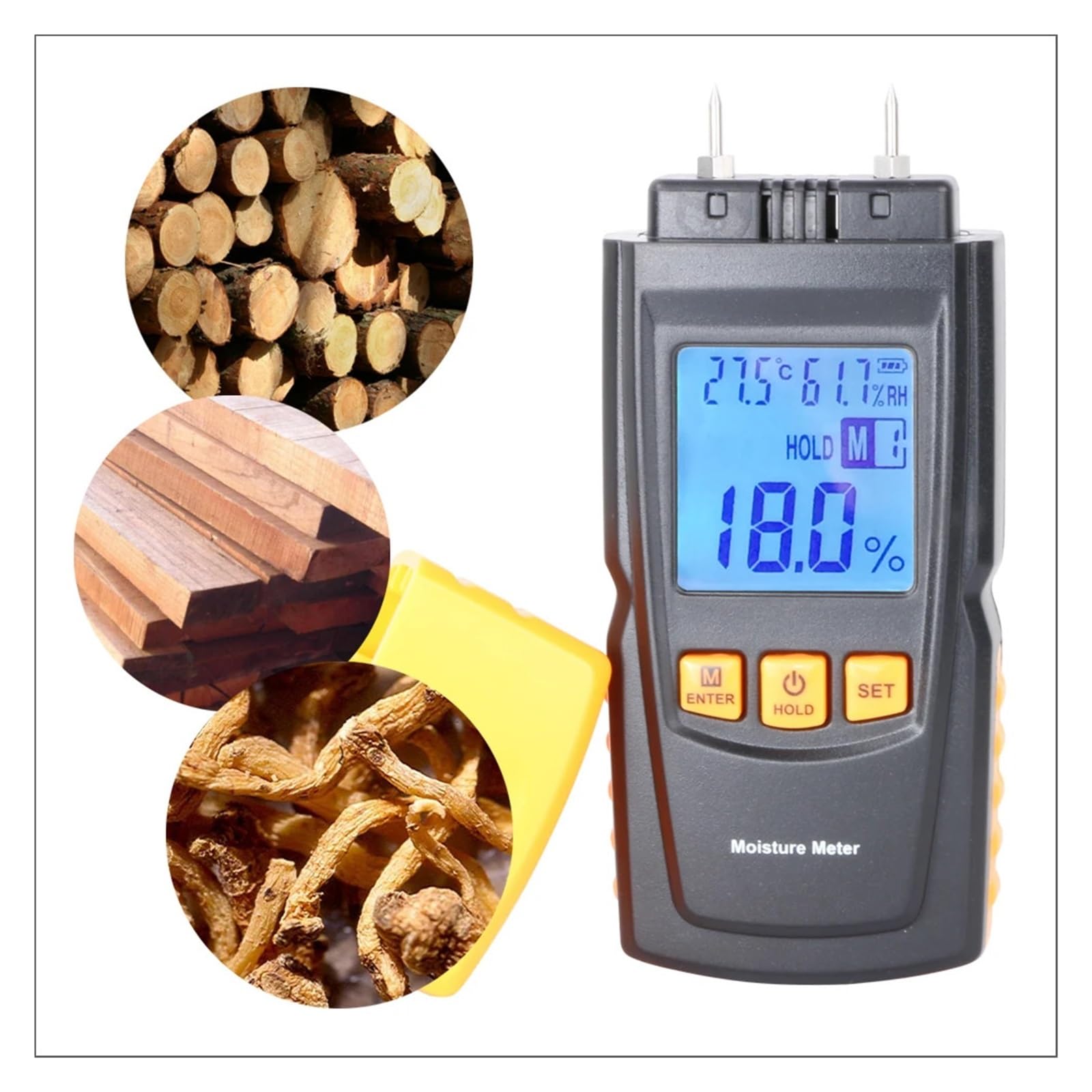 Misuratore Di Umidità Induttivo For Legno Con Display LCD Digitale, Rilevatore For Legname, Igrometro Semplice da usare