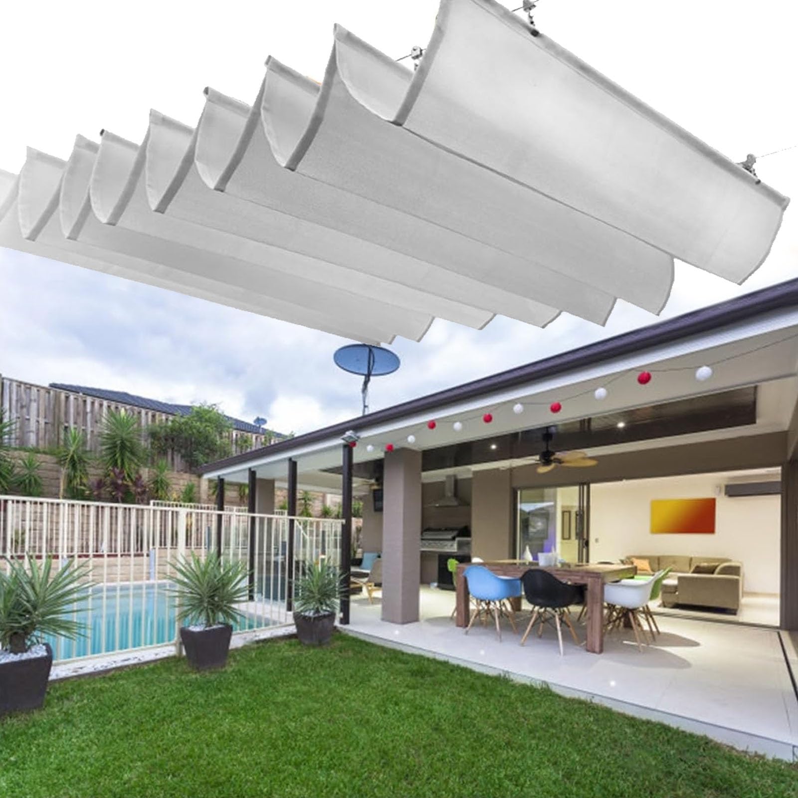 Couverture d'ombre HDPE résistante aux UV pour structure de pergola extérieure 1.5x5m