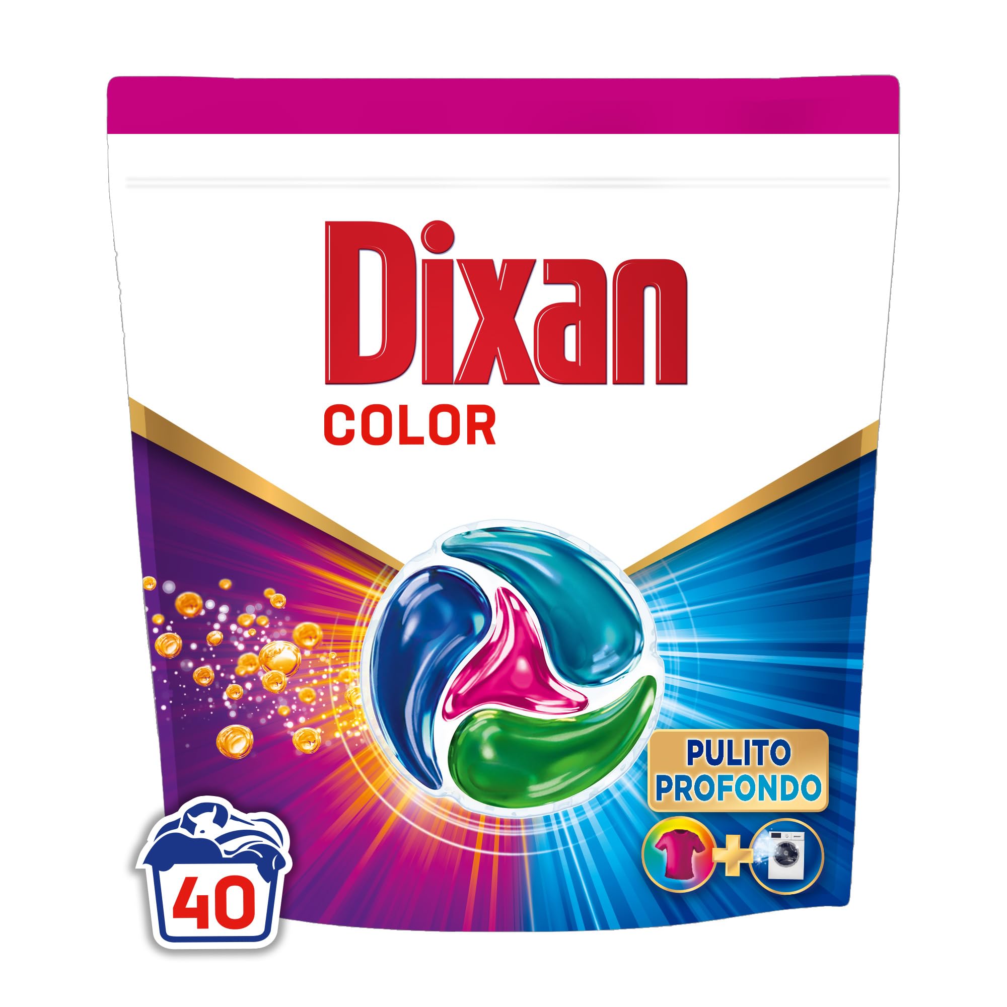 Dixan DISCS 4in1 Color Detersivo Lavatrice, 4 confezioni da 40 lavaggi, Capsule lavatrice per colori vivaci, pulizia profonda del bucato e freschezza igienica per lavatrice, Rimuove le macchie da 20°C