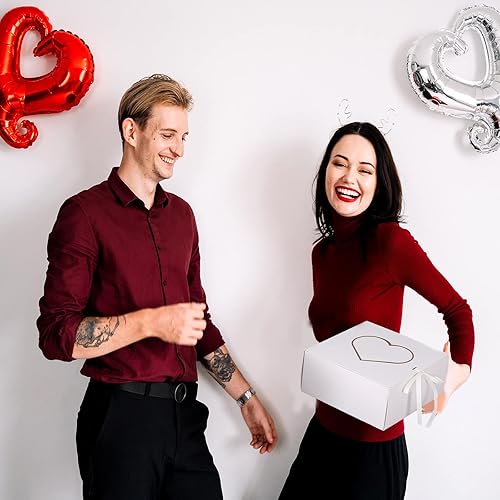 Miniatura 5 de Dekun 3 cajas de regalo con tapas a granel para regalos, cajas de papel con forma de corazón de 9 x 9 x 4 pulgadas, perfectas para regalos de dama