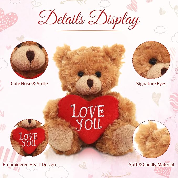 Peluche Oso Mocha Corazón Abrazo - 6 pulgadas - Marrón miniatura 4