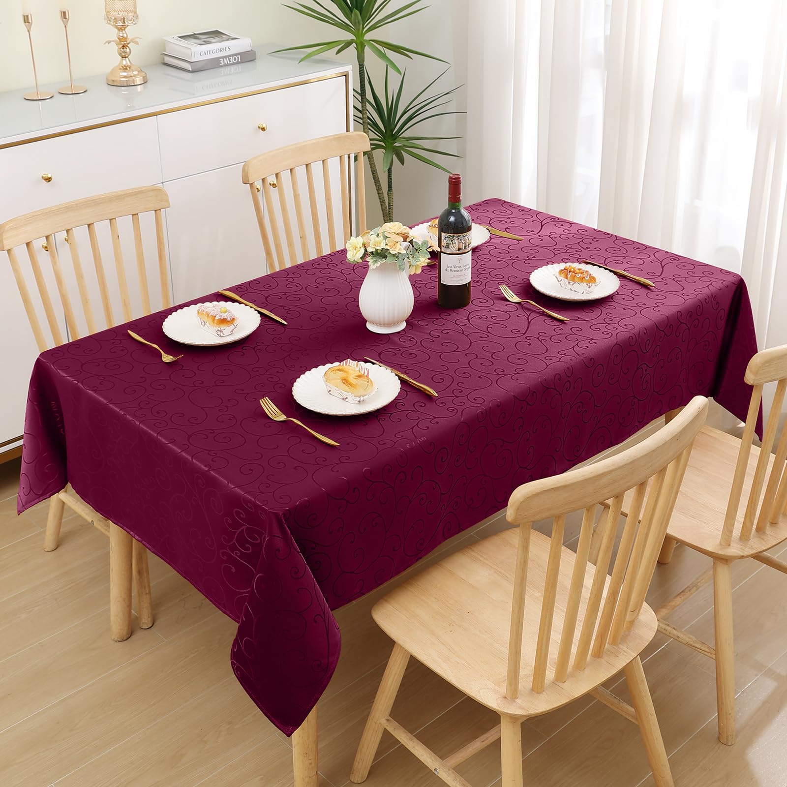 Homaxy Table Cloth Rectangular 130x160 cm, Washable Polyester Jacquard Tablecloth - Image 2