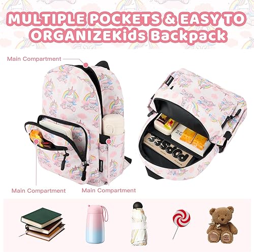 Vista 3 de JOYHILL Mochilas para niños, bonita mochila preescolar ligera resistente al agua, correas de hombro ajustables para niños, Unicornio Apink, Classic