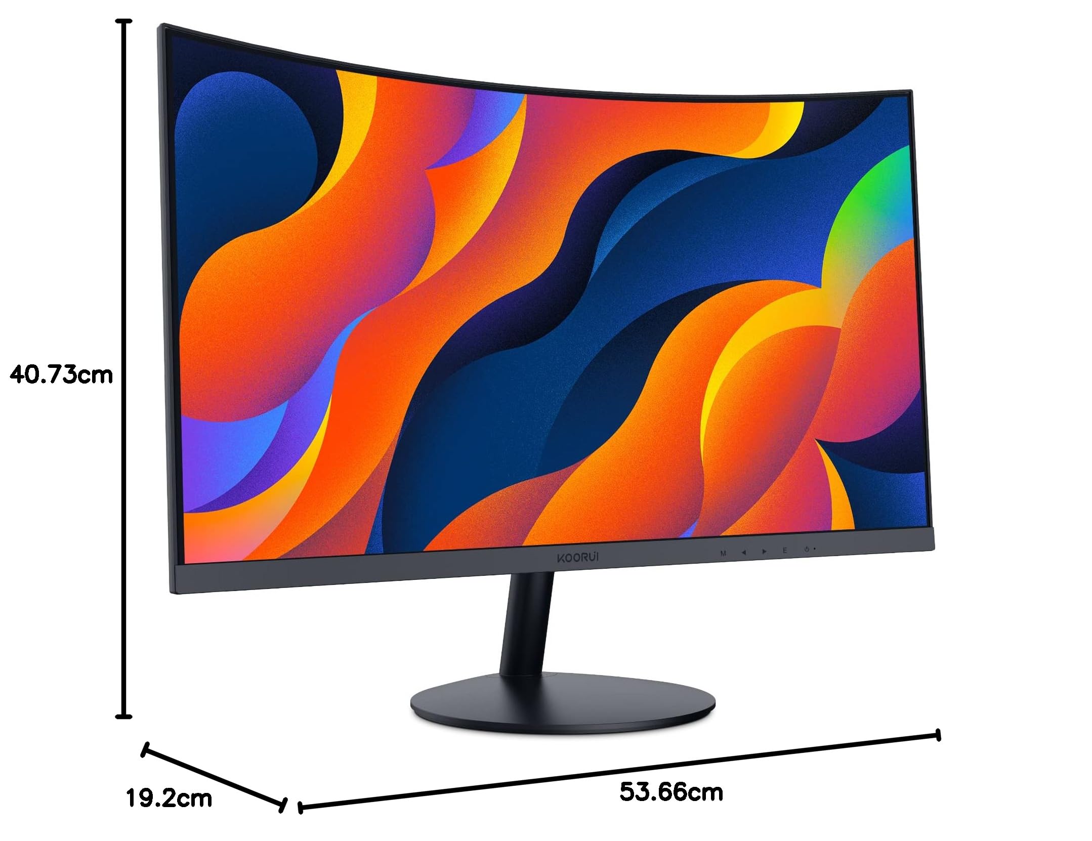 KOORUI Monitor Curvo - 23,6 Pulgadas Full HD (1920 x 1080 a 100 Hz, VA, 3 ms, Curvatura 1500R, HDMI, VGA,Ajustables, Antirreflejo, Inclinación Eye Ease,Monitor Gaming) Negro