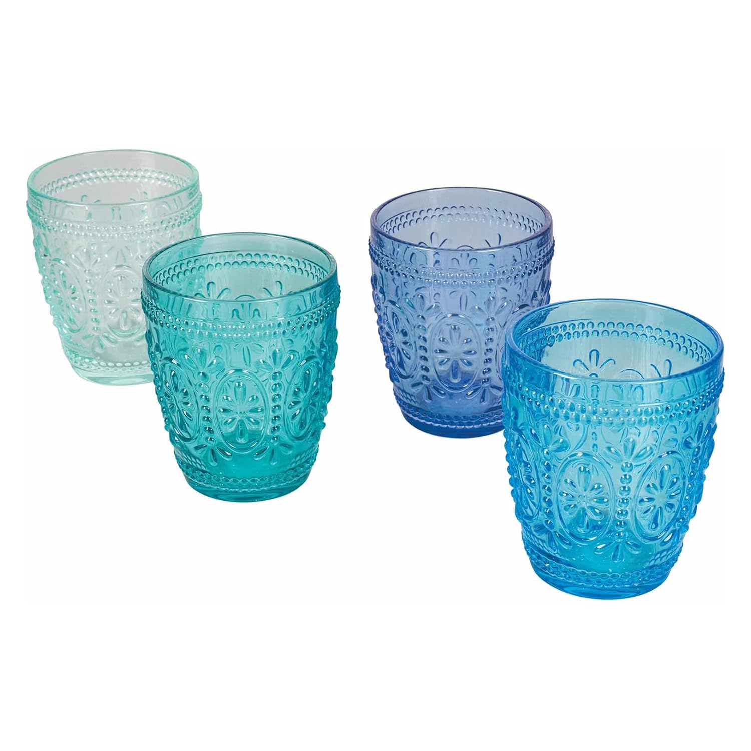 Lot 6 Verres à Eau Imperial Ocean 300 Ml – Villa D'Este Home Tivoli, Design Relief Bleu Océan Élégant