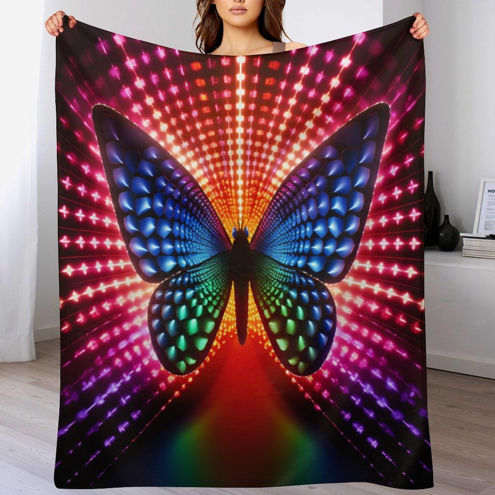 Plaid canape chaud motif papillon pour vos soirees cocooning de qualite