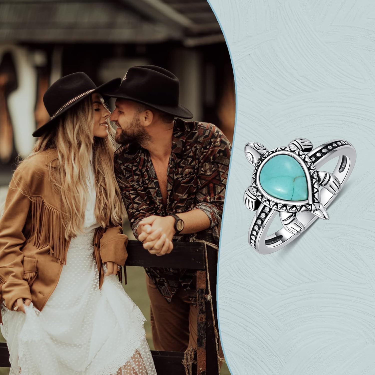 Turtle Ring 925 Sterling Silver Genuine Turquoise/Larimar/Jade Ring Turtle Design Sea Tortoise Gifts for Women Best Friend Her - Image 4