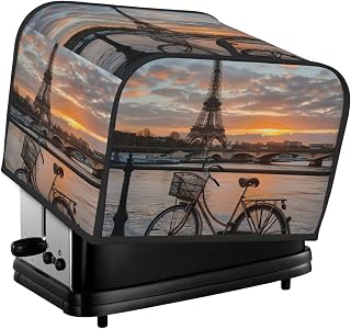 Eiffel Tower Bike Print 4-Slice Toaster Cover Kitchen Appliance For Bread Home Protector Daily Usability