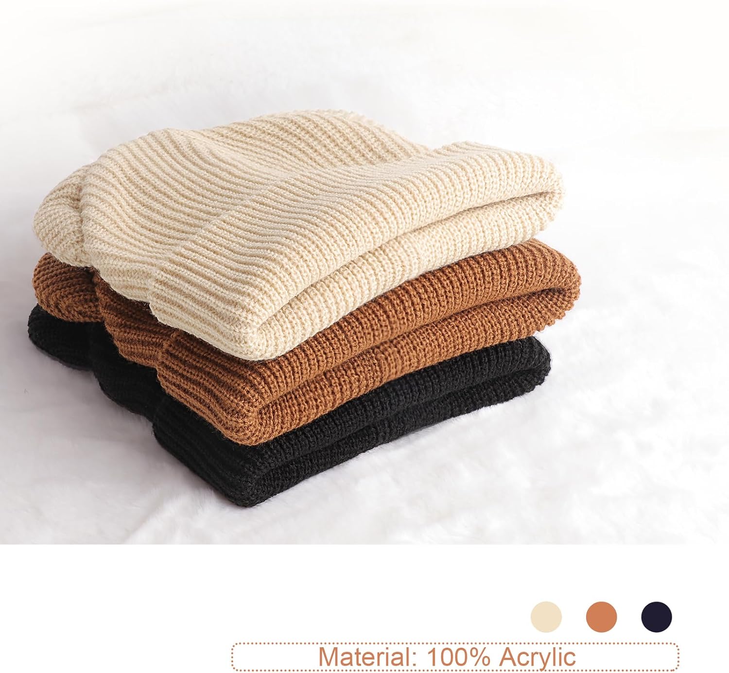 DRESHOW BQUBO Baby Beanie Winter Hat with Bear Ears Infant Toddler Knitted Warm Cap Beanies for Baby Boys Girls 0-24 Months - Image 5