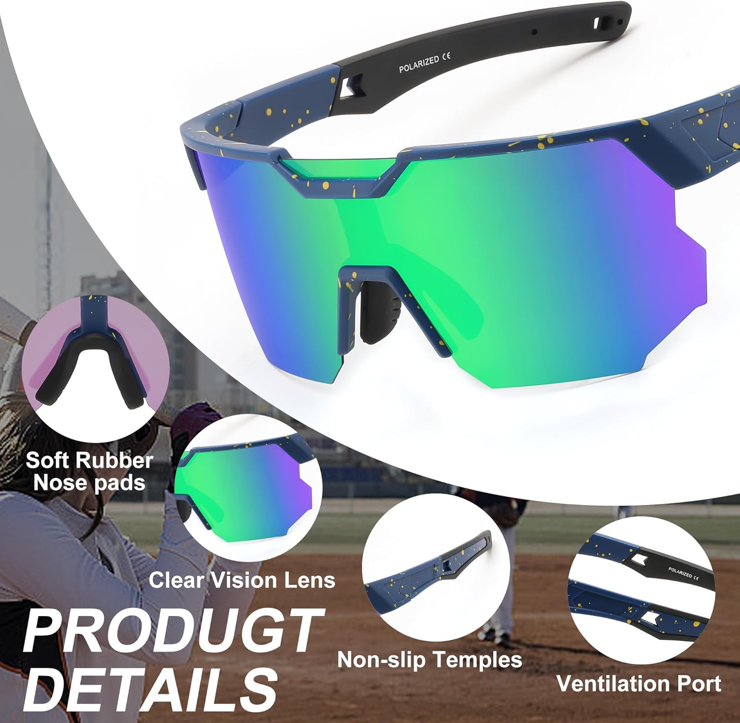 FEISEDY Polarized Sports Sunglasses for Men and Women,UV400 Baseball Sunglasses Youth Cycling Softball Goggles B0206 - Image 5