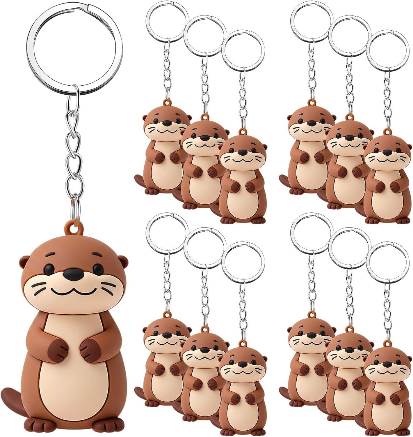 Sureio 48 Pcs 3D Silicone Otter Keychain Bulk Otter Stuff Purse Car Accessories Charm for Animal Lovers Birthday Baby Shower Party Favors