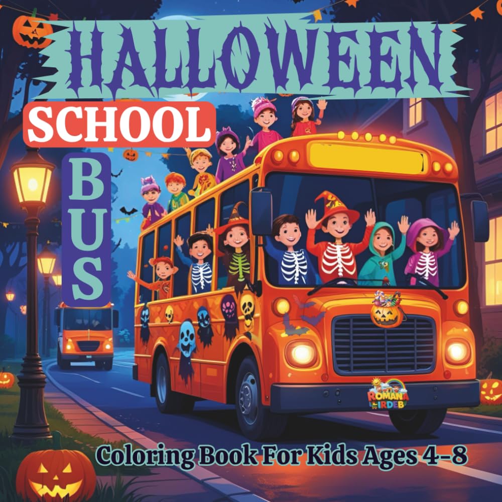 Halloween School Bus Coloring Book For Kids Ages 4-8: A Spooky & Fun Coloring Adventure with Pumpkins, Ghosts, and Kids on the Halloween Bus.