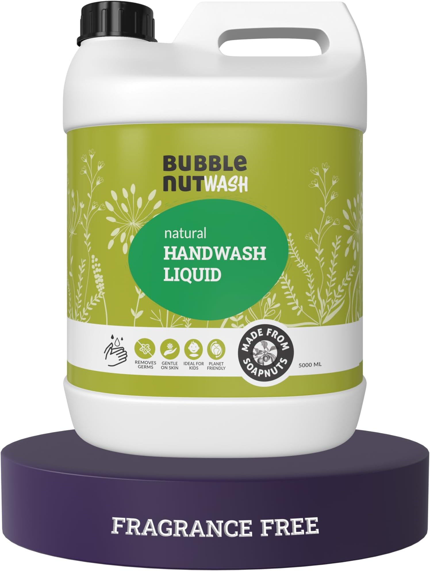 Handwash Fragrance Free, Unscented, Free and Clear, Natural paraben free & Sulphate, SLS free Hand Wash (5 Litres), Hypoallergenic, Sensitive Skin, Moisturising, with Neem,Vegan