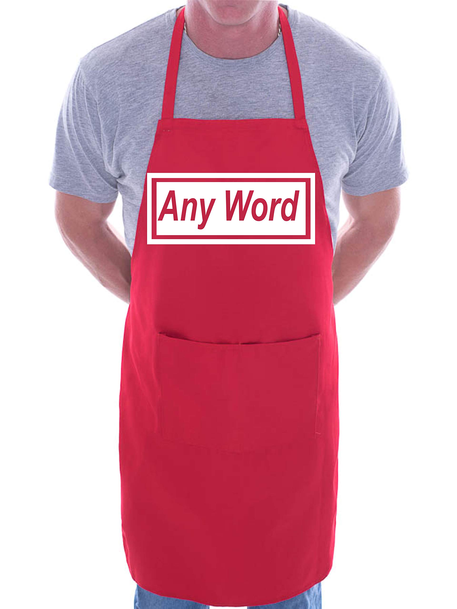 Print4U Customised Apron BBQ Any Word You Want Name Song Red