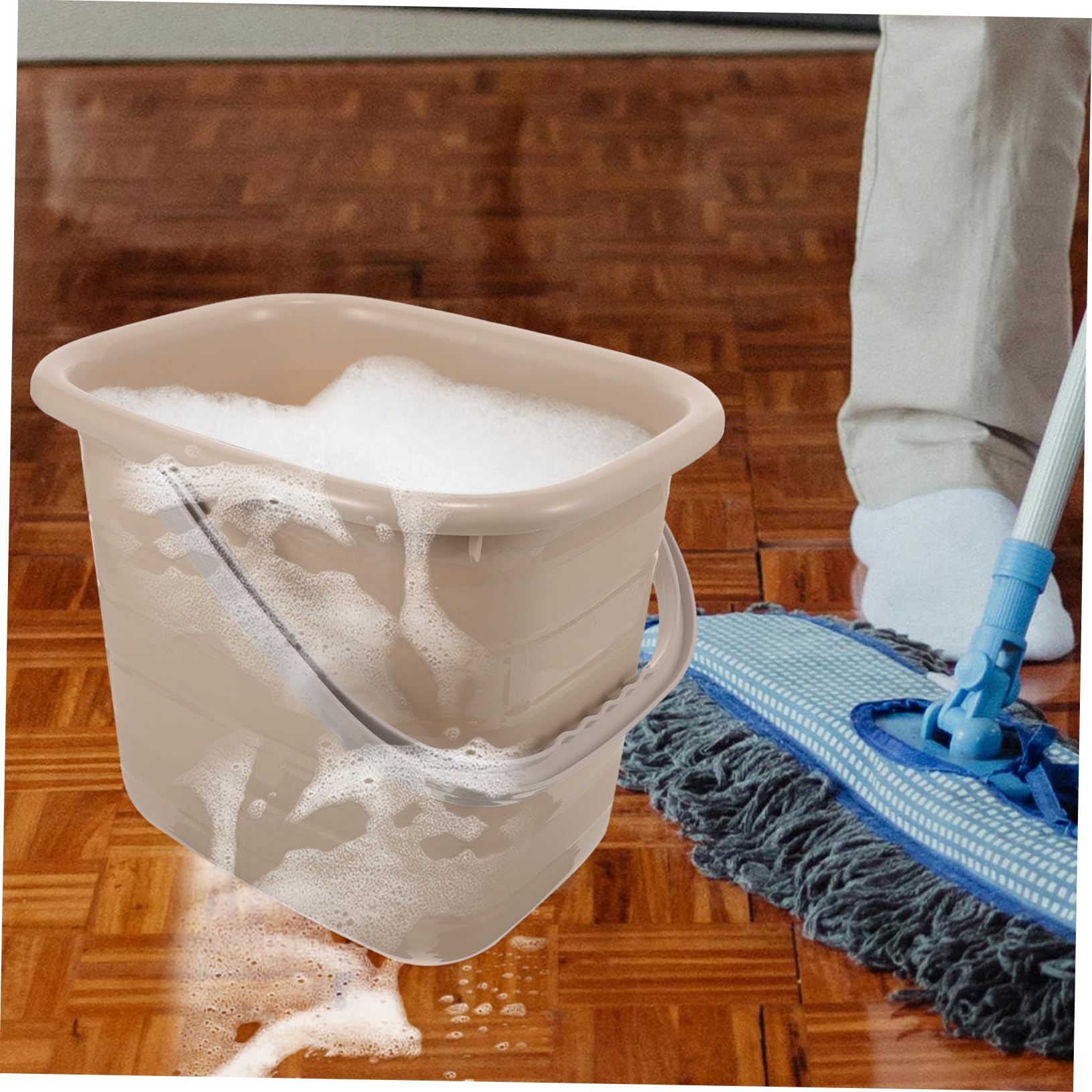 GARVALON Secchio per 11l con Manico in Plastica Rettangolare e Facile da Versare Acqua e Prodotti la Pulizia, Uso Domestico